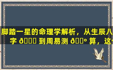 脚踏一星的命理学解析，从生辰八字 🐟 到周易测 🐺 算，这个网站全知道！
